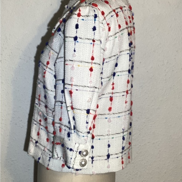 Dolce Cabo Crop 3/4 Sleeve Tweed Pearl jacket size medium - Picture 6 of 8